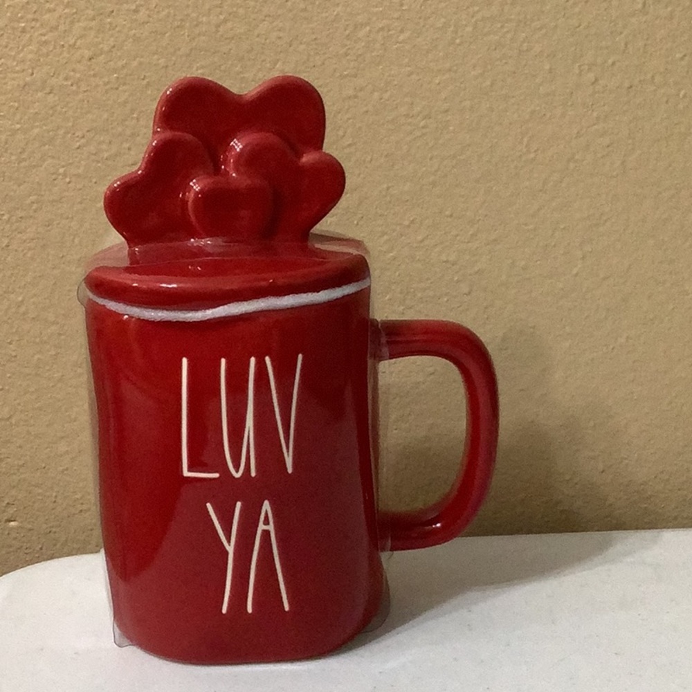 Rae Dunn LUV YA mug with hearts topper
